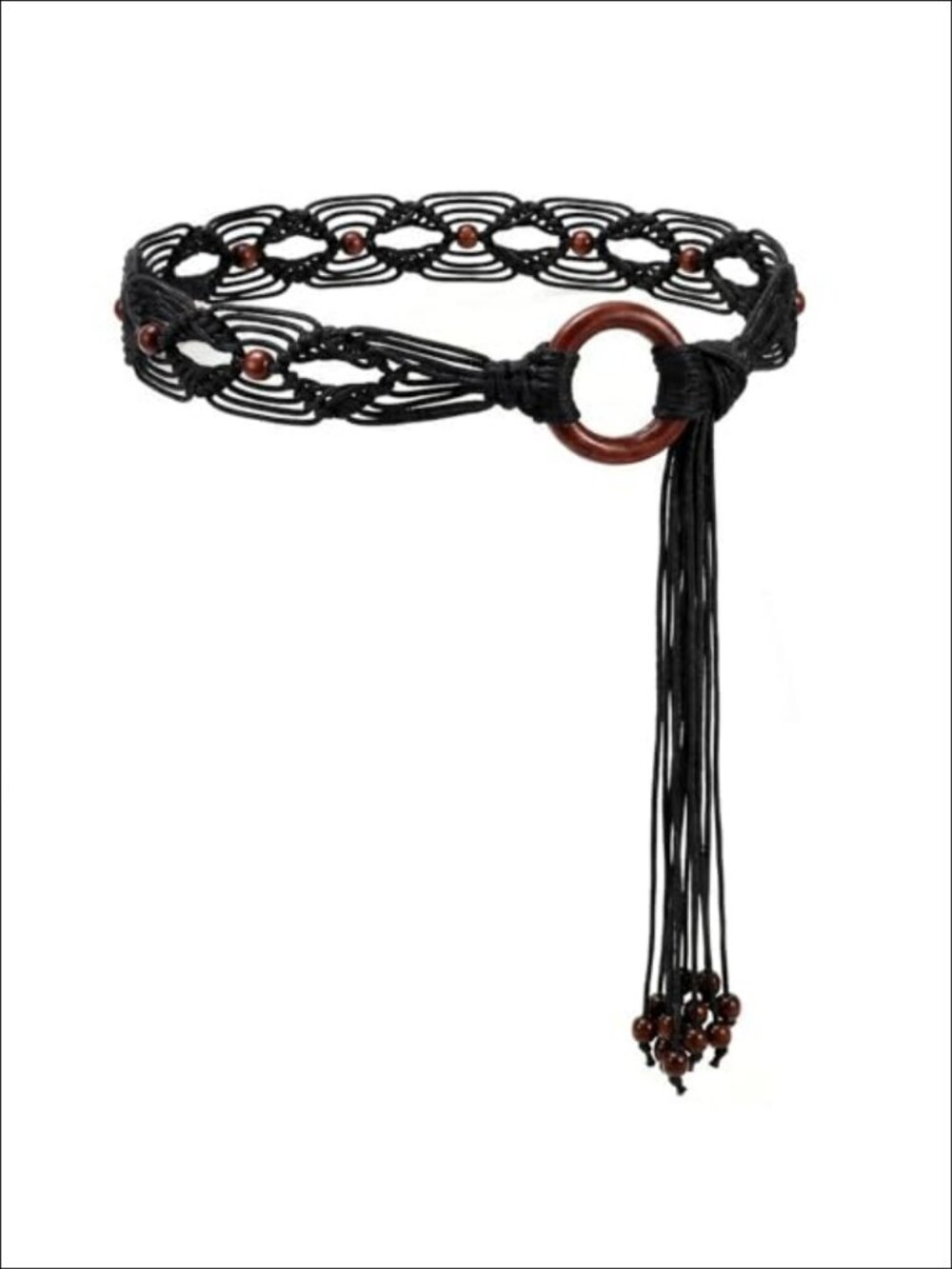 Boho Braided Wax Rope Tassel Belt Hand-Woven Western Tie Waist